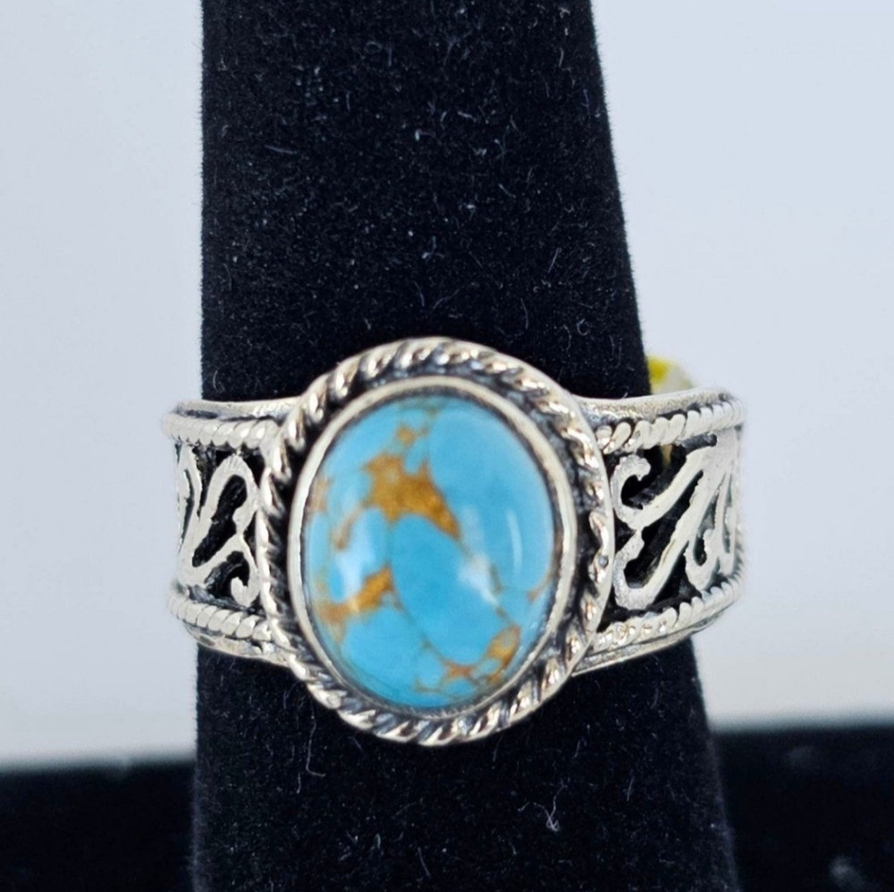 Artisan Designed Mojave Turquoise Ring 925 Size 9 New